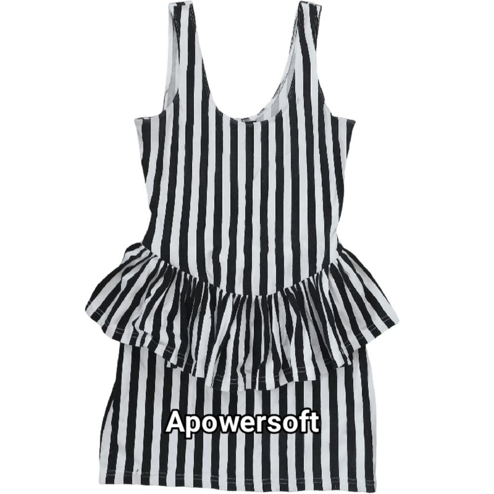 Black & White Stripe Peplum Mini Dress